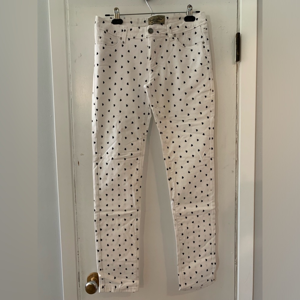 White with black hearts skinny jeans